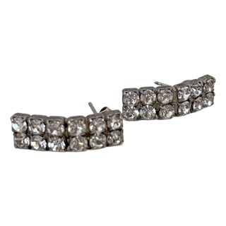 Art Deco Rhinestone Half-Hoop Earrings For Sale