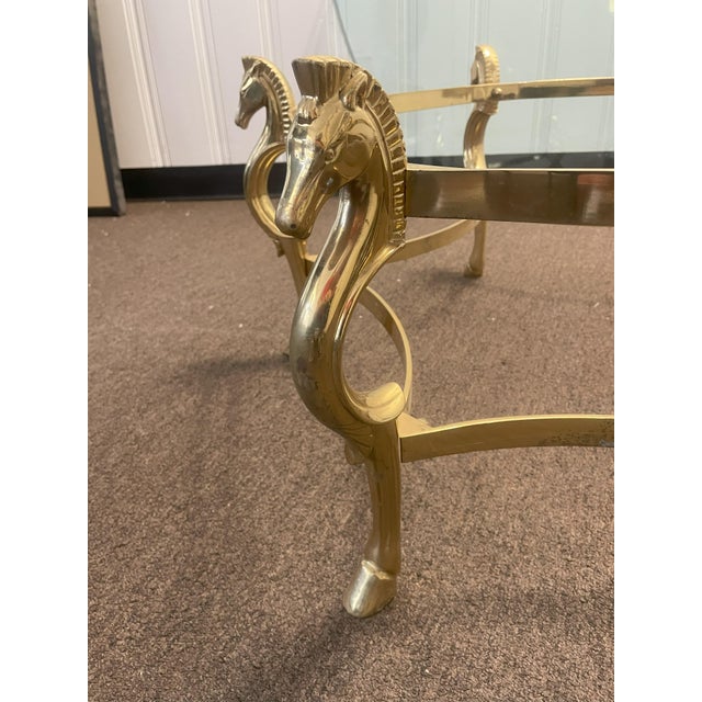 Metal 1970s Italian MCM Brass & Glass Seahorse Coffee Table For Sale - Image 7 of 11