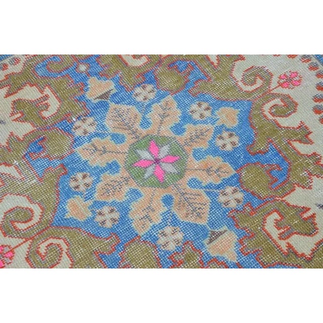 1960s Red and Blue Vintage Rug For Sale - Image 6 of 11