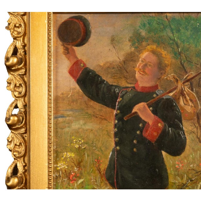 Antique German Miniature Oil Painting Alpine Bavarian Army Soldier Portrait by Emil Karl Rau, 1898 For Sale In Portland, OR - Image 6 of 9