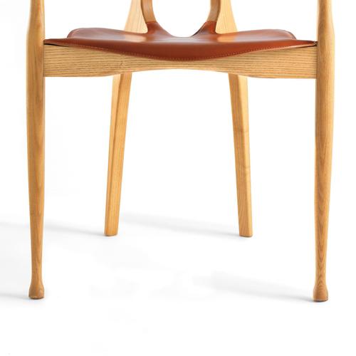 Wood Mid-Century Modern Leather and Wood Gaulino Chair by Oscar Tusquets, 2018 For Sale - Image 7 of 9