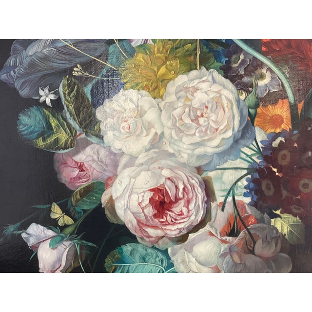 Angelo Granati, Floral Still Life with Fruit, Oil on Canvas, Framed For Sale - Image 4 of 12