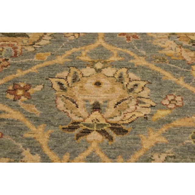 Contemporary 1990s Boho Chic Kafkaz Lt. Blue/Green Hand-Knotted Rug - 8'1 X 9'11 For Sale - Image 3 of 8