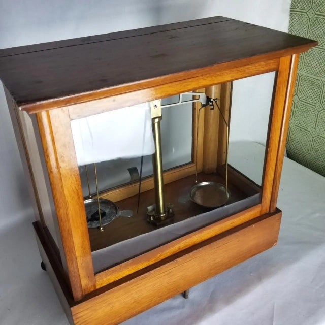 Traditional Mid-Century Wooden Apothecary Scale, Chemical Balance For Sale - Image 3 of 11