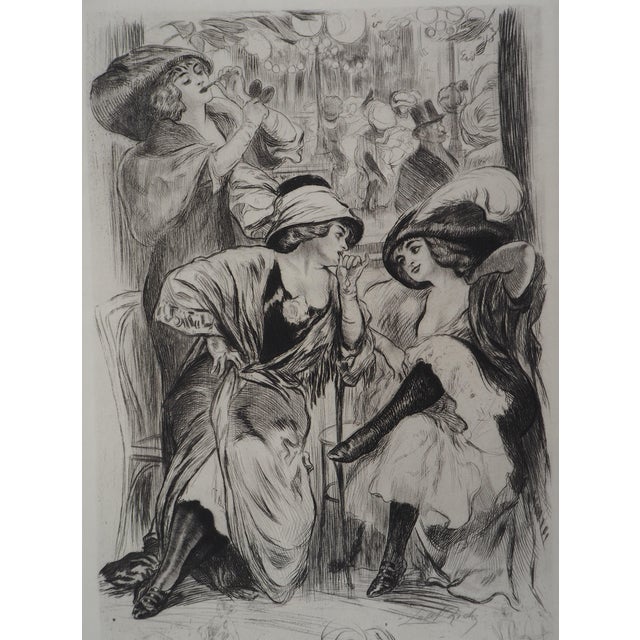 Alméry Lobel Riche, At the Cabaret, Original Signed Engraving For Sale