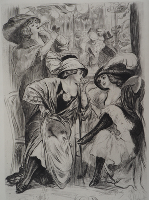 Alméry Lobel Riche, At the Cabaret, Original Signed Engraving