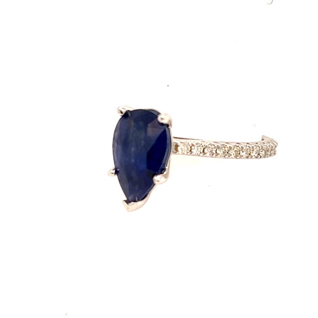 Sapphire Diamond Ring Size 6.5 14k Gold 3.31 TCW Certified For Sale In New York - Image 6 of 11