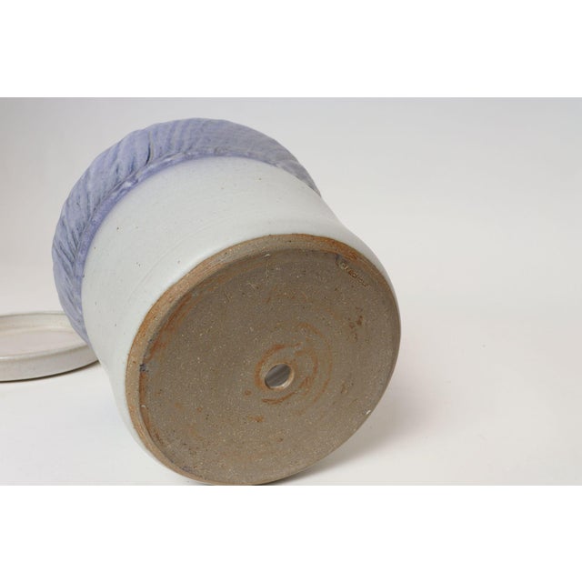 Vintage Lilac and Pale Gray Studio Ceramic Planter With Plate by Deanna Nichols For Sale - Image 10 of 18