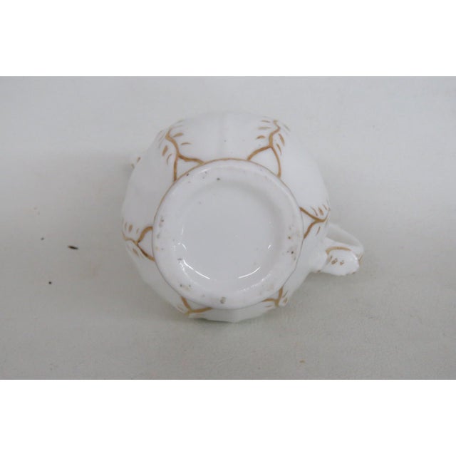 White Mid 20th Century White Porcelain Ceramic Small Creamer Milk Jug With Gold Gilt Trim Details For Sale - Image 8 of 15