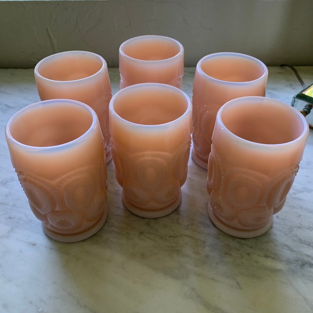 Vintage Pink Opaline Glass Tumblers Set of 6 For Sale - Image 12 of 12