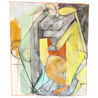 Getting to Know You / Large Colorful Painting on Paper For Sale