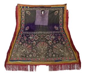 Antique Metal-Thread Embroidered Applique Velvet Saddle-Cloth from Royal Bokhara Workshop, Uzbekistan, 18th Century