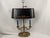 Wildwood Vintage Brass Bouillotte Style Two-Light Table Lamp With Black Tole Shade and Gilt Decoration For Sale In New York - Image 6 of 18