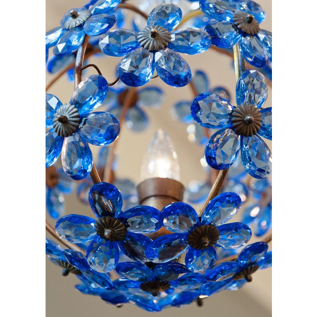 French Antique Sapphire Blue Crystal Chandelier For Sale - Image 9 of 10