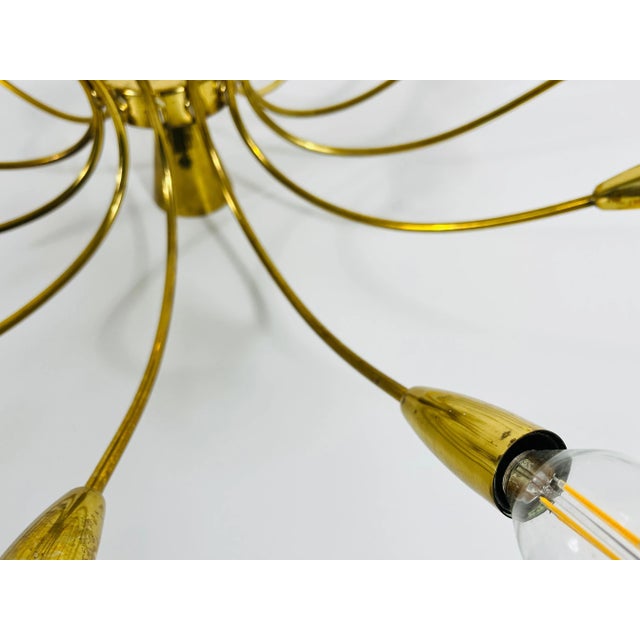Brass 12-Arm Sputnik Chandelier Attributed to Arredoluce, 1950s For Sale - Image 10 of 13