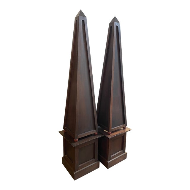 Pair of Large Wooden Obelisk - Pair For Sale