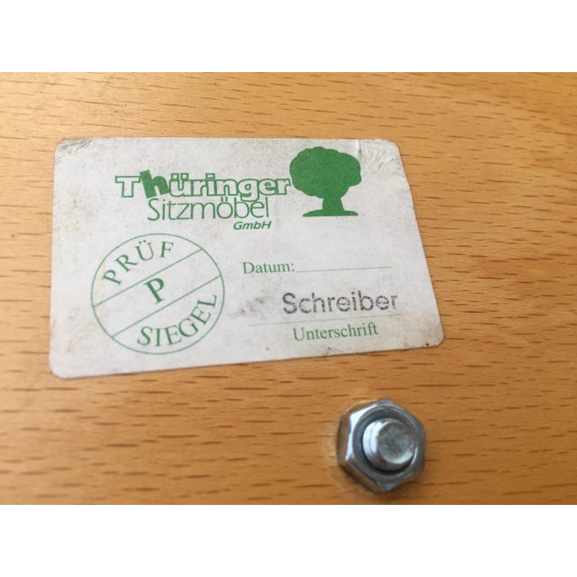 Set of Metal and Wood Stackable Chairs with New Upholstery, 1990s For Sale - Image 10 of 12