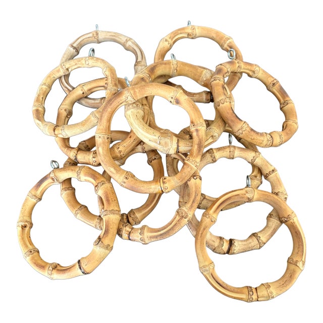 Vintage “Hard-to-Find” Bamboo Curtain Rings - Set of 14 For Sale