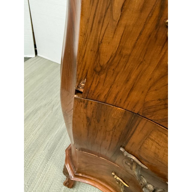 Wood Italian Rococo Bombe Pedestal Desk, Olive Wood For Sale - Image 7 of 12