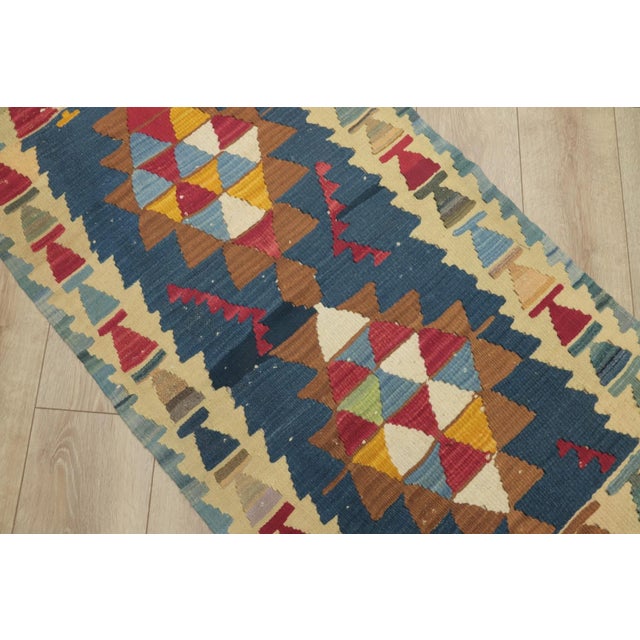 Farmhouse 1960s Farmhouse Style Blue Anatolian Cappadocia Kilim Rug For Sale - Image 3 of 13