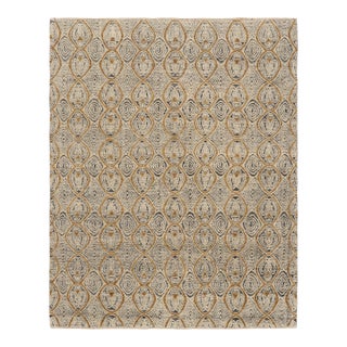 Rug & Kilim’s Moroccan Style Rug in Cream White and Gold Geometric Patterns - 12x15 For Sale