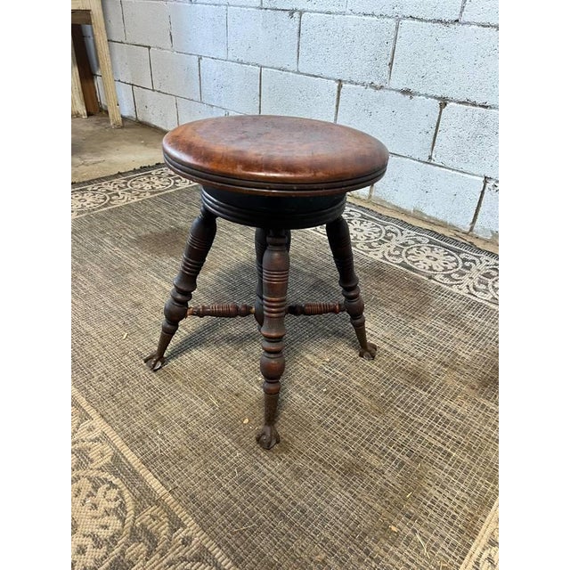 19th Century Antique Claw and Ball Foot Piano Stool For Sale - Image 9 of 10