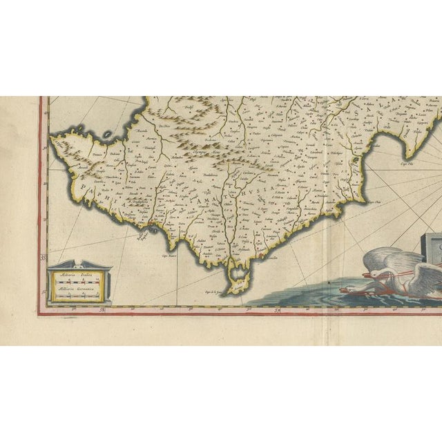 Paper Cyprus Map with Mythological Cartouche from Blaeu, 1642 For Sale - Image 7 of 10