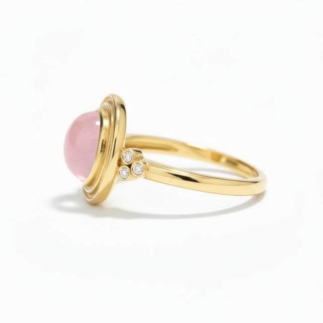 Rose Quartz Ring with Topazes. Rose Quartz and Topaz Vintage inspired Ring. A striking vintage-inspired statement ring...