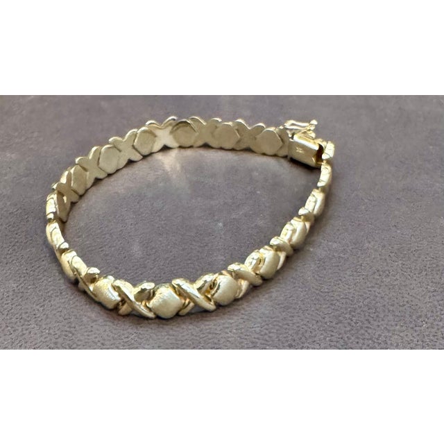 Vintage 14 Karat Yellow Gold 12 Gm X link Bracelet Unisex, 8 Inch Long For Sale - Image 17 of 18