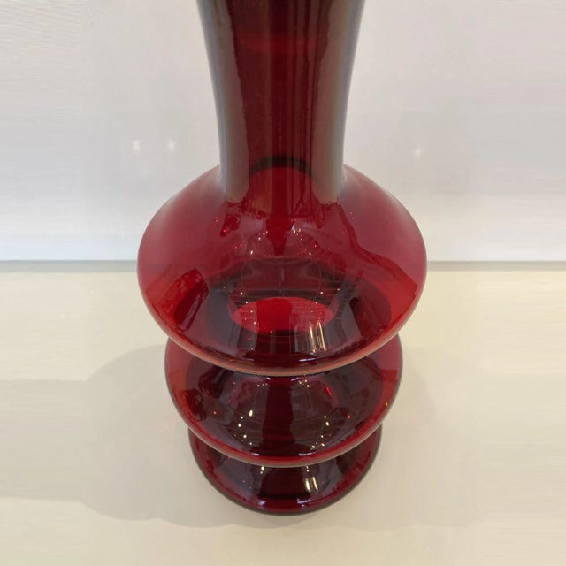 Vintage Three Tier Ruby Red Bischoff Carafe With Stopper For Sale - Image 9 of 10