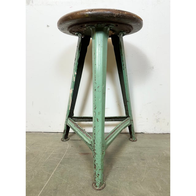 Industrial Green Workshop Stool, 1960s For Sale - Image 11 of 12