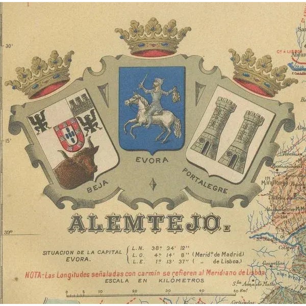 Antique Map of Alentejo, 1903 For Sale - Image 6 of 7