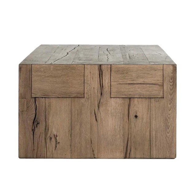 Wood Natural Rustic Oak Beam Coffee Table For Sale - Image 7 of 9