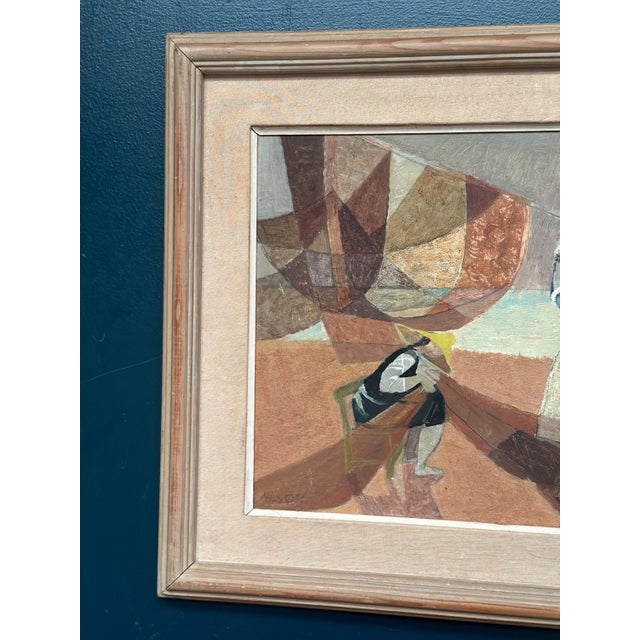 Nils Öst, Figure with Boats, 1950s, Oil Painting on Panel, Framed For Sale - Image 7 of 18