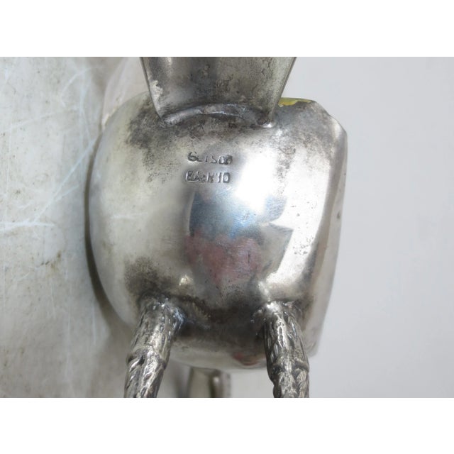 Mid-Century Modern Gerson Brazilian Rock Crystal and Silvered Brass Toucans -A Pair of 2 For Sale - Image 3 of 7