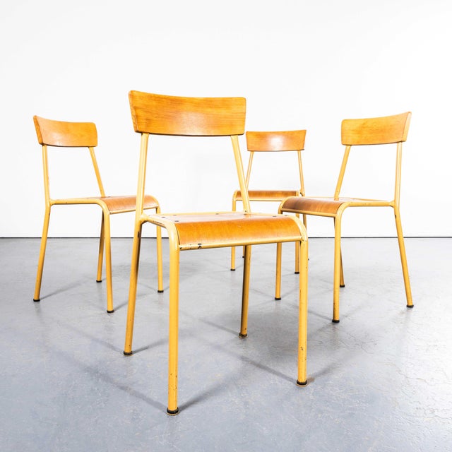 Vintage French Mustard Stella Stacking Dining Chairs, 1950s, Set of 6 For Sale - Image 3 of 12