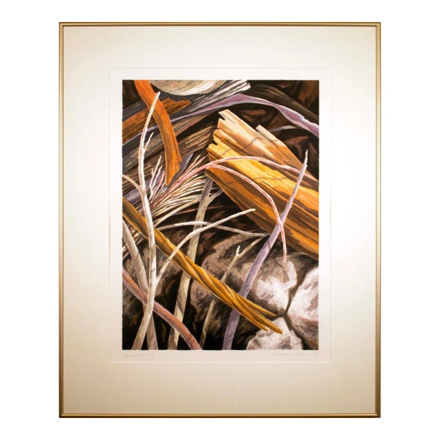 Late 20th Century Sticks #2 Signed Contemporary Abstract Screenprint 15/61 Framed by Catherine Kernan For Sale