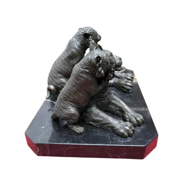 Bronze Casting Depicting Tiger and Cubs, 20th Century For Sale - Image 11 of 13