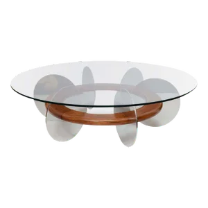 2000's Wood and Stainless-Steel Coffee Table Design by "Aubéry"