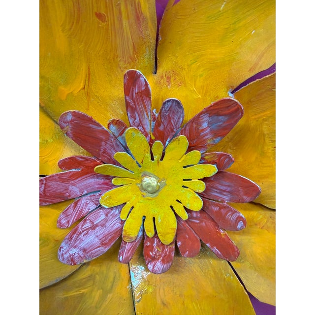 2010s Pat & Andre Juneau Metal Flower Wall Sculpture, Extra Large For Sale - Image 5 of 12