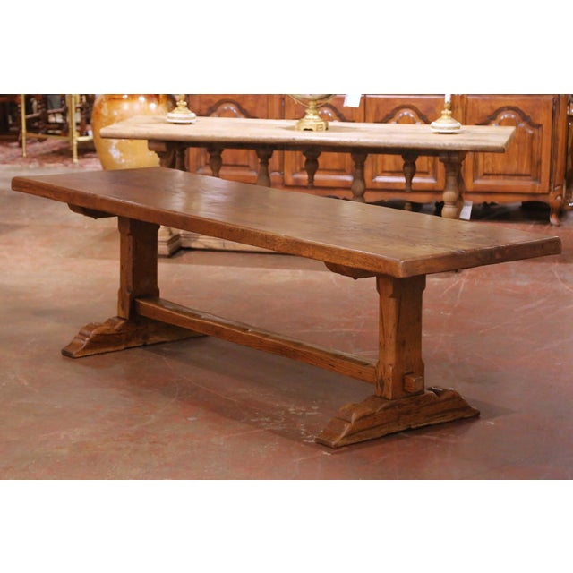 19th Century French Louis XIII Oak Refectory Monastery Table With One-Board Top For Sale In Dallas - Image 6 of 9