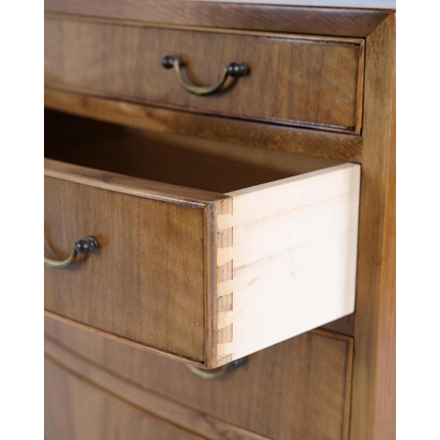Chest of Drawers in Flamed Walnut attributed to Ole Wanscher and A.J. Iversen, 1950s For Sale - Image 8 of 13