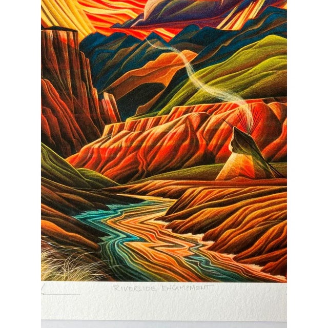 Paint William Haskell "Riverside Encampment" Giclee on Paper Limited Edition Signed / Numbered For Sale - Image 7 of 12