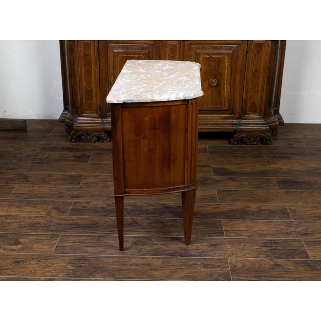 French 19th Century Walnut Commode with Variegated Marble Top and Two Drawers For Sale - Image 4 of 8