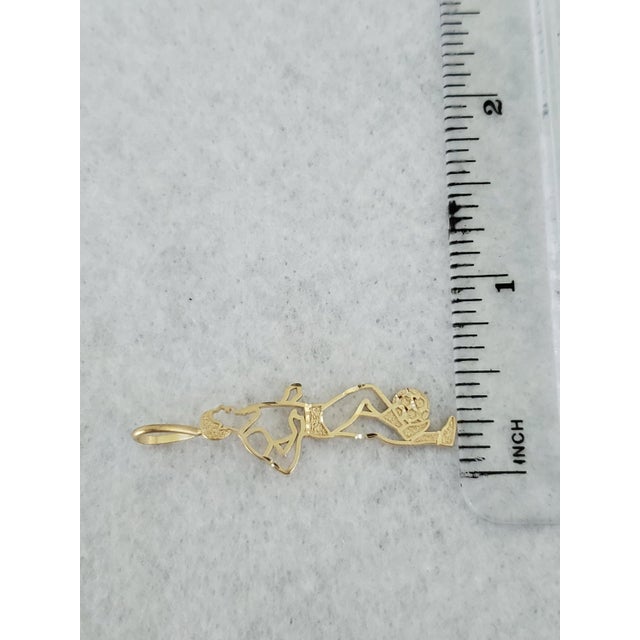 Stencil Cutout Soccer Player Charm/Pendant14k Yellow Gold For Sale - Image 4 of 4