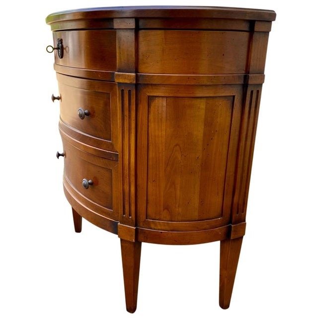 Wood Louis XVI Style Cherrywood Commode with Three Half-Moon Drawers, 1940s For Sale - Image 7 of 10