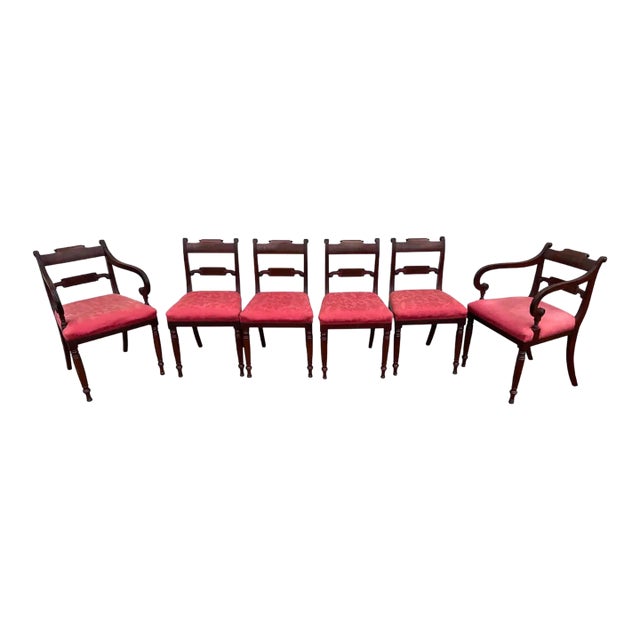 Set of 6 19th Century Mahogany English Regency Dining Chairs For Sale