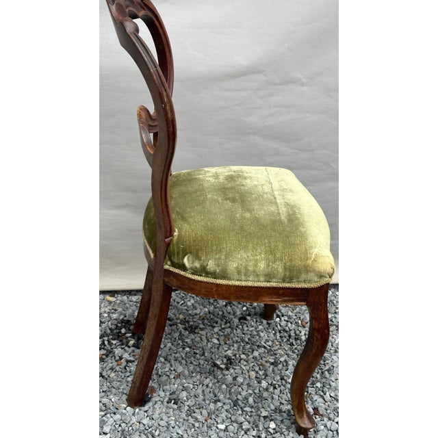 Antique Ballroom Ballonback Chair with Green Velvet Seat, 1920s For Sale - Image 6 of 8
