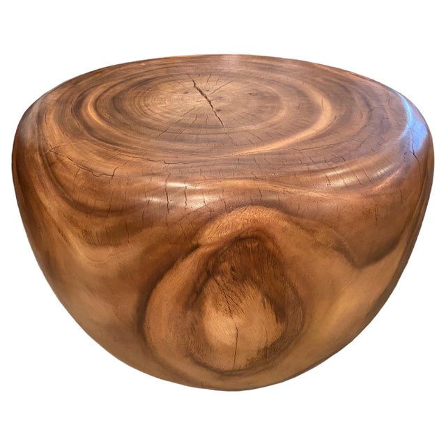 2010s Andrianna Shamaris Drum Shape Suar Wood Coffee Table For Sale - Image 5 of 18