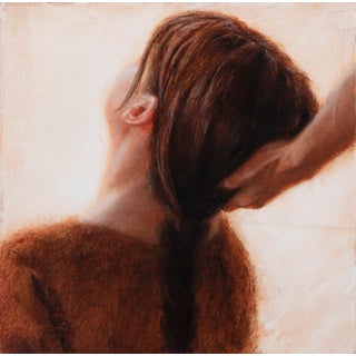 And Then There Was Quiet by Ken Cunningham | Oil on cradled panel Portrait of a woman with braided hair. For Sale